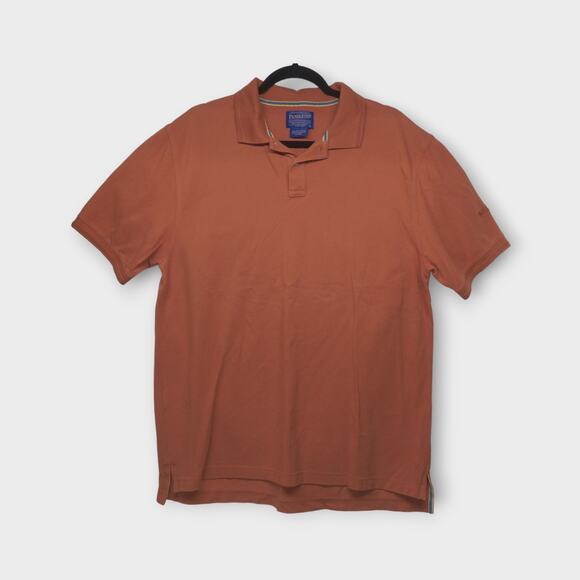 Mens Pendleton Burnt Orange Polo Short Sleeve 100% Pima Cotton Size Large - Picture 2 of 6
